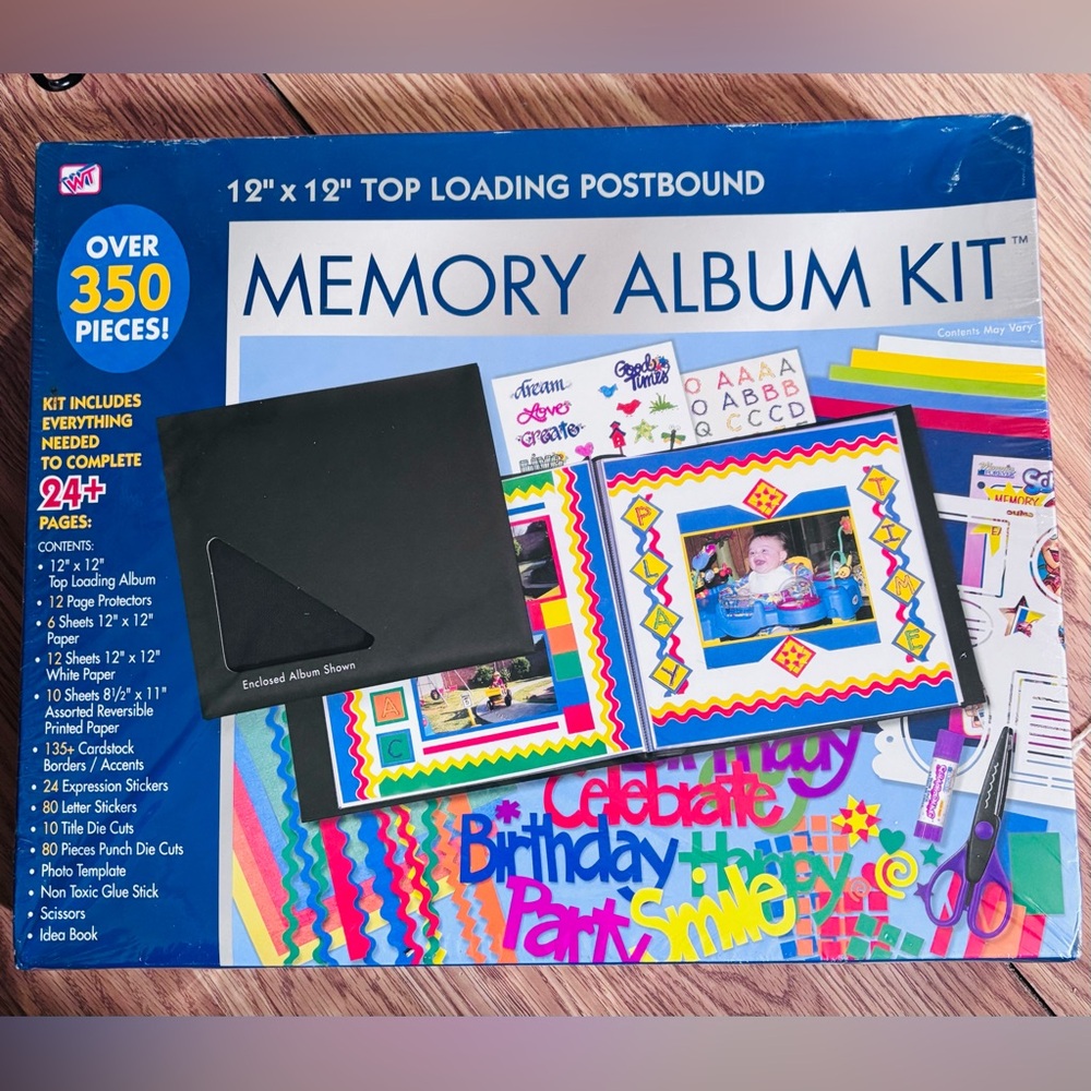 NIB~Memory Album Kit with Multicolor Pages. 350 Pieces noted on box.